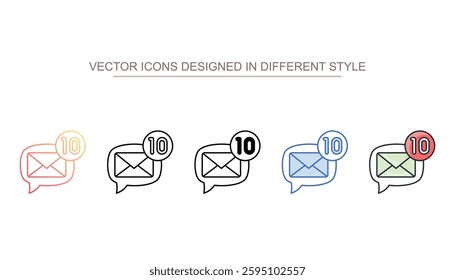 Email Notification10 icon design with white background stock illustration
