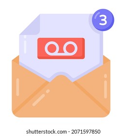 Notificaciones por correo electrónico en icono de estilo plano, vector modificable  