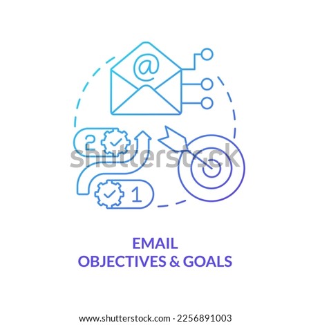 Email objectives and goals blue gradient concept icon. Online marketing. Lead nurturing campaign abstract idea thin line illustration. Isolated outline drawing. Myriad Pro-Bold font used