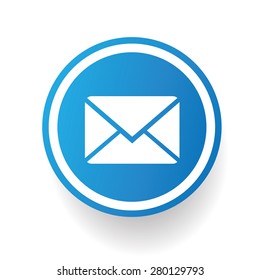 E-mail on blue button background,on white background,clean vector