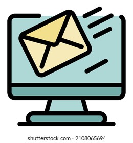E-Mail auf dem Display-Symbol. Umfassende E-Mail auf dem Display Vektorsymbol Farbe einzeln