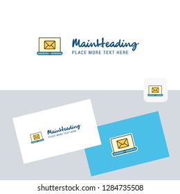 Email on laptop  vector logotype with business card template. Elegant corporate identity. - Vector