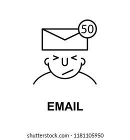 email on mind icon. Element of human mind icon for mobile concept and web apps. Thin line email on mind icon can be used for web and mobile