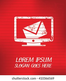 Email on red background,poster grunge design