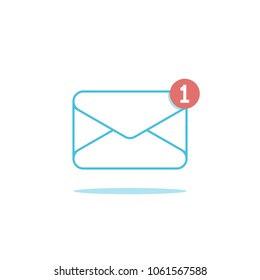 Email with one new message. Vector illustration