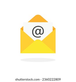 Email open envelope icon. Mail or inbox symbol. Vector illustration isolated on white background.