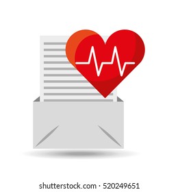 email open envelope paper heart cardiology vector illustration eps 10