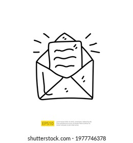 email open icon doodle hand drawn style
