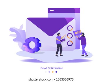 Email Optimization concept, can be used for onboarding mobile apps, landing page web, banners, promotions. vector-illustration