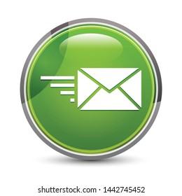 Email option icon isolated on elegant green round button vector illustration