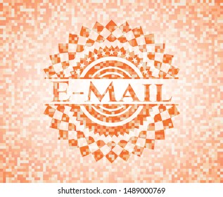 Email orange mosaic emblem with background
