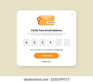Popup-Bildschirm zur OTP-Verifizierung per E-Mail mit Illustration für mobiles und Web-Interface-Kit