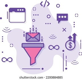 Email Outbound Filter Concept, Spam Inbound Junk Checker Vector Icon Design, Cloud Computing And Web Hosting Services Symbol, Mail Server Management Stock Illustration