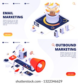 E-mail, outbound, internet marketing vector landing pages templates