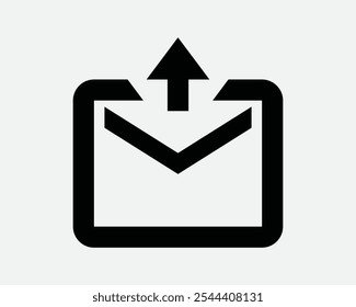 Caixa de Saída E-mail Enviar Enviado Ponto de Seta Carta Postal Post Envelope Anexo Sinal de Correspondência Ícone Forma Contorno Preto Branco Vetor