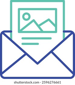 Email outline dual color vector illustration icon design