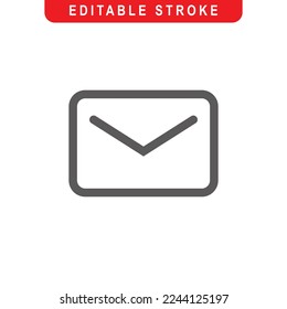 Email Outline Icon. Mail, Envelope Line Art Logo. Vector Illustration. Isolated on White Background. Editable Stroke