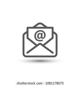 Email outline icon vector illustration. isolated open envelope line icon set grey on white background