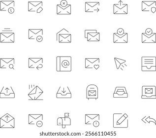 Email outline vector icons pack
