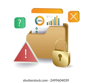 email padlock securoty analyst flat illustration 