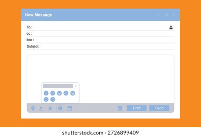 página de correo electrónico abrir el escritorio Página de correo electrónico de Sitio web moderno en la pantalla del ordenador portátil. Formulario de sitio para enviar un mensaje en línea