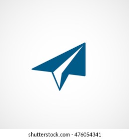 Email Paper Airplane  Blue Flat Icon On White Background