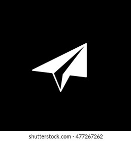 Email Paper Airplane Flat Icon On Black Background