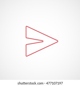 Email Paper Airplane Red Line Icon On White Background