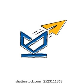 The Email With Paper Plane Logo design creatively combines an envelope and a paper plane, symbolizing fast and efficient communication.