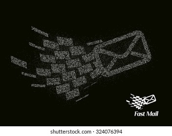 Email Particles Icon on Back Background
