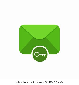 Email password key locked private protect email safety security icon. Vector Flat illustration