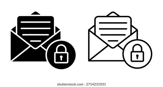 Correo electrónico con Contraseña y Vector de conjunto de iconos de bloqueo. Política de privacidad, seguridad, protección, acceso, cifrado, ciberseguridad, derechos de usuario, autenticación, seguro, documento, archivo, información, sistema de red.