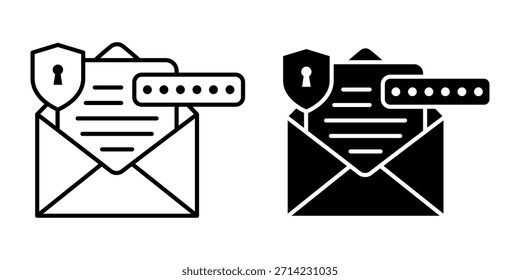 Correo electrónico con Contraseña y Vector de conjunto de iconos de bloqueo. Política de privacidad, seguridad, protección, acceso, cifrado, ciberseguridad, derechos de usuario, autenticación, seguro, documento, archivo, información, sistema de red.