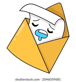 Correo electrónico pendiente de entrega porque dormir, ilustración vectorial art. doodle imagen kawaii.