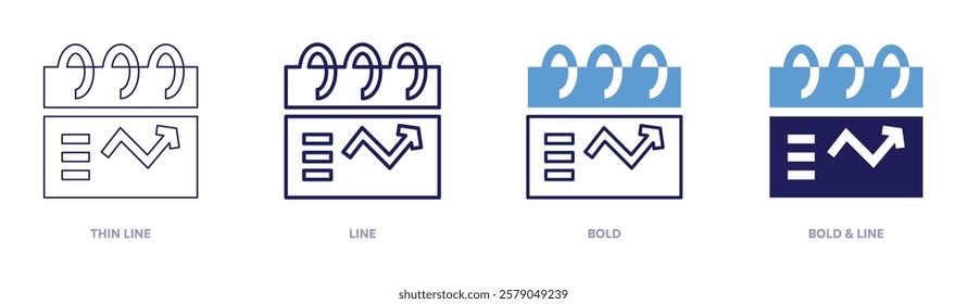 Email performance icon in 4 different styles. Thin Line, Line, Bold, and Bold Line. Duotone style. Editable stroke.