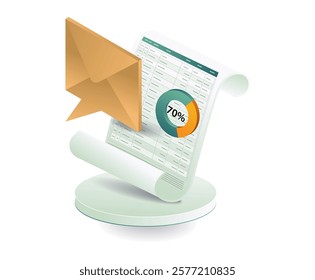 Email performance saves data concept illustration