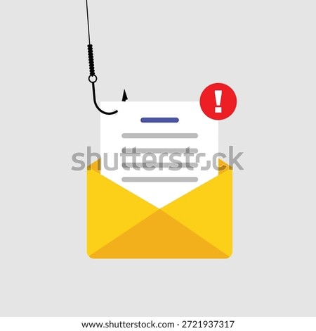 E-mail phishing attack concept. Digital online cyberattack with fraudulent scam emails. Malware scam isolated on white background vector illustration