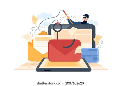 Email Phishing Attack Illustration concept. Flat illustration isolated on white background.