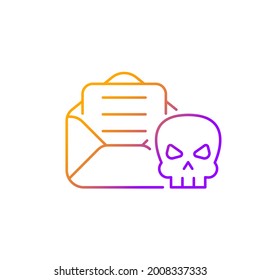 Email Phishing Gradient Linear Vector Icon. Online Scam. Cyber Attack By Sending Malicious Email. Deceptive Messages. Thin Line Color Symbols. Modern Style Pictogram. Vector Isolated Outline Drawing