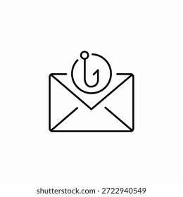 Vector de signo de icono de gancho de phishing de correo electrónico