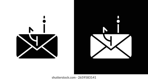 Icono de phishing de correo electrónico en conjunto de Vector sólido negro plano