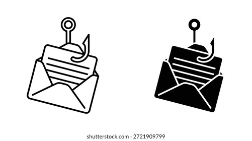 Ícone de phishing de email. Linha com traçado editável e plana para Web