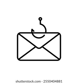 Logotipo lineal del icono del phishing del email aislado