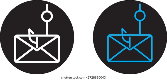 Icono de phishing por correo electrónico. Un icono de estilo lineal que representa el correo electrónico de phishing