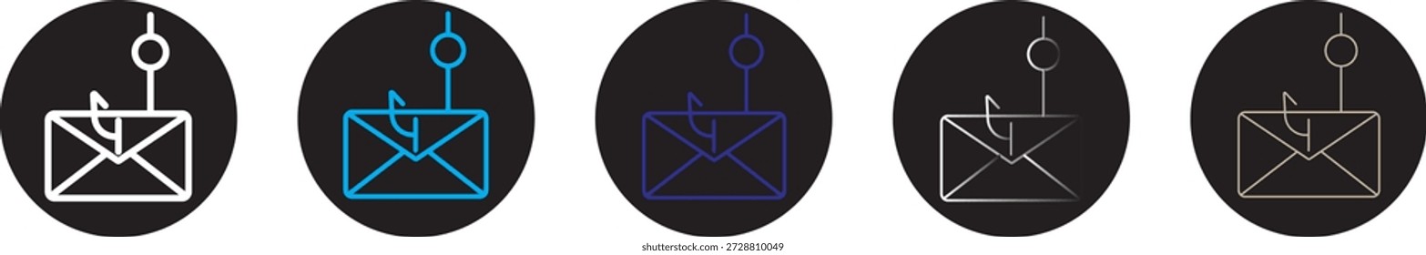 Icono de phishing por correo electrónico. Un icono de estilo lineal que representa el correo electrónico de phishing