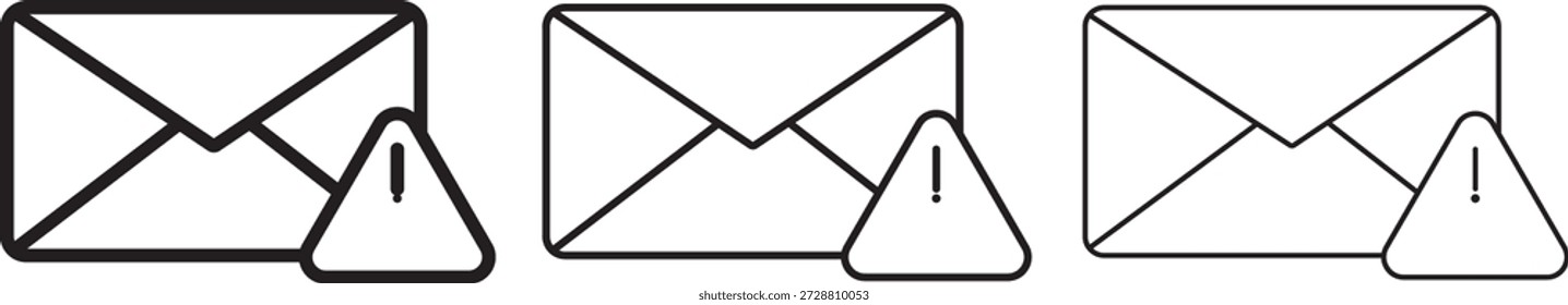 Icono de phishing por correo electrónico. Un icono de estilo lineal que representa el correo electrónico de phishing