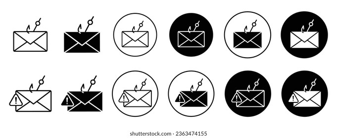Icono de phishing de correo electrónico. Símbolo de actividad de malware de hackeo de correo en línea. Falsificación de correo o ciberataque al robo del vector de correo electrónico.