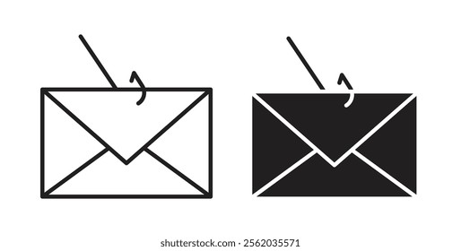 Email phishing icons in flat and line style set.