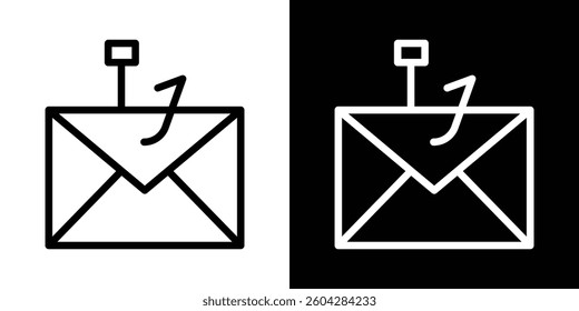 Email phishing icons vectors set in stroke line style.