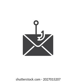 Email phishing vector icon. filled flat sign for mobile concept and web design. Message cyber attack glyph icon. Symbol, logo illustration. Vector graphics